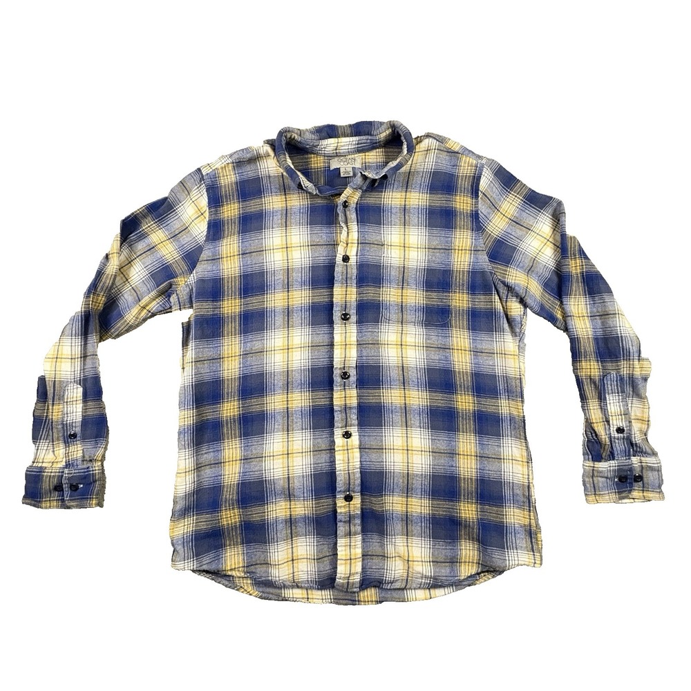 Ocean &‎ Coast Men's L Flannel Plaid Cotton LS Button Up Shirt SEE DESCRIPTION